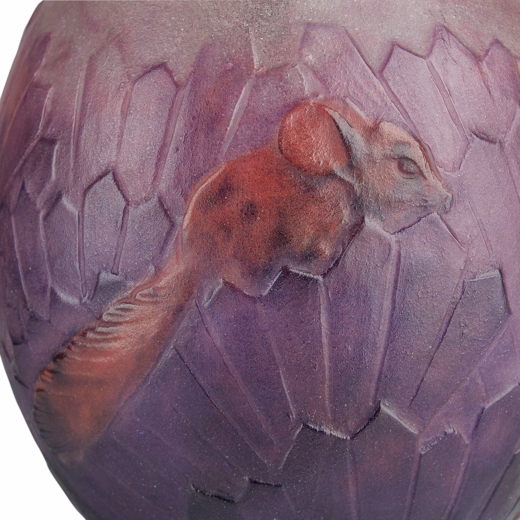 Gabriel Argy Rousseau Ecureuils Dans L'Herbe Pâte de Verre Glass Vase - Handcrafted French Art Glass Vase for Home Decor, Wedding Centerpiece & Luxury Gift