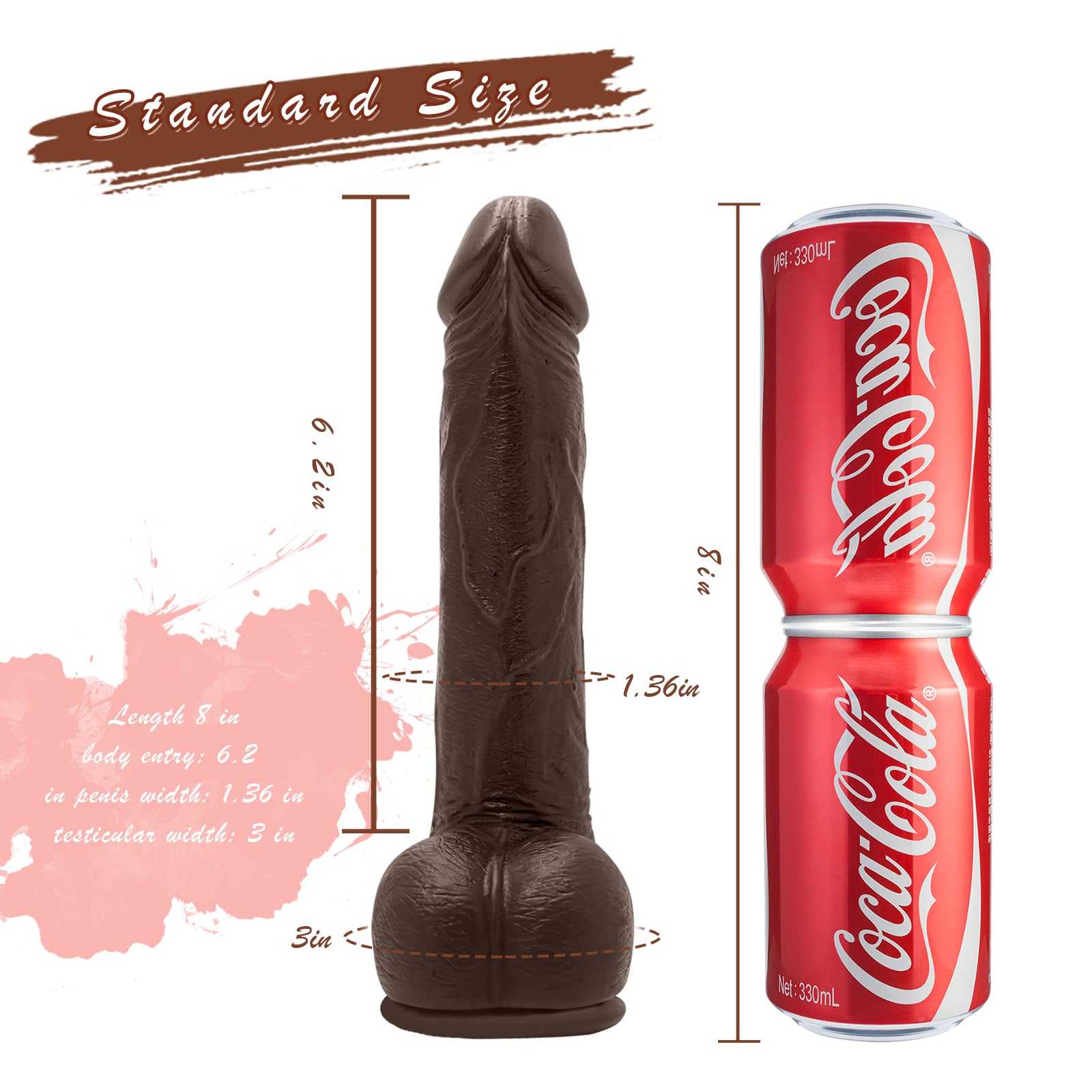 Realistic 8 Inch Anal Dildo for Women & Couples - Body-Safe G-Spot Stimulator with Strong Suction Cup | Adult Sex Toy for Solo Play & Partnered Fun (Dark Brown)