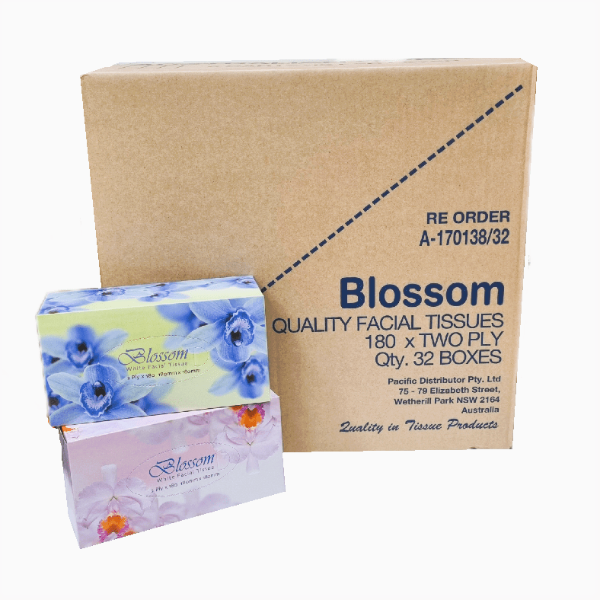 Premium Blossom Facial Tissues 2-Ply, 180 Sheets per Box, 32-Pack | Soft & Strong for Home, Office & Travel Use