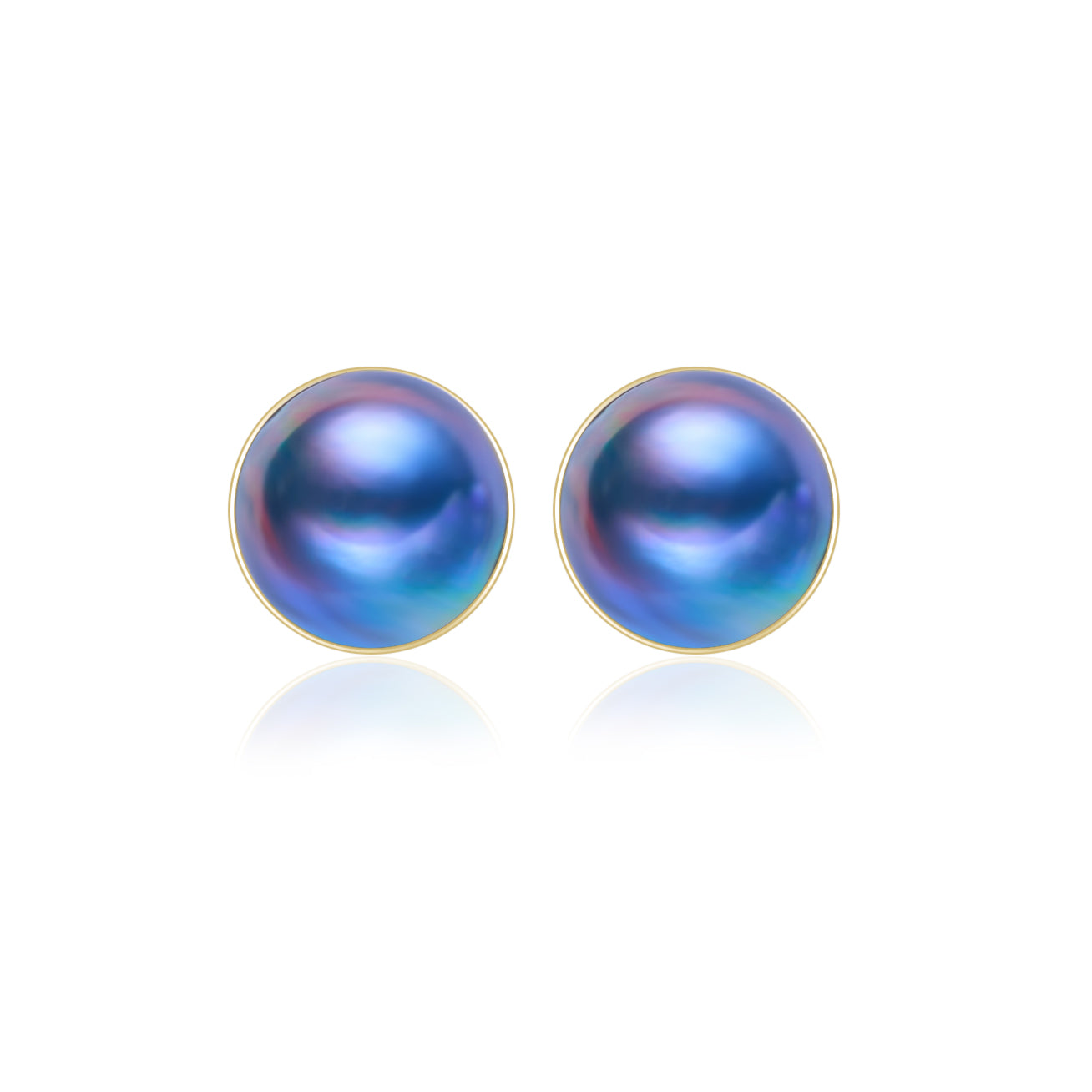 18K Gold Mabe Pearl Earrings KE00270 | Elegant Dome Stud Earrings for Women | Perfect for Weddings, Parties & Special Occasions