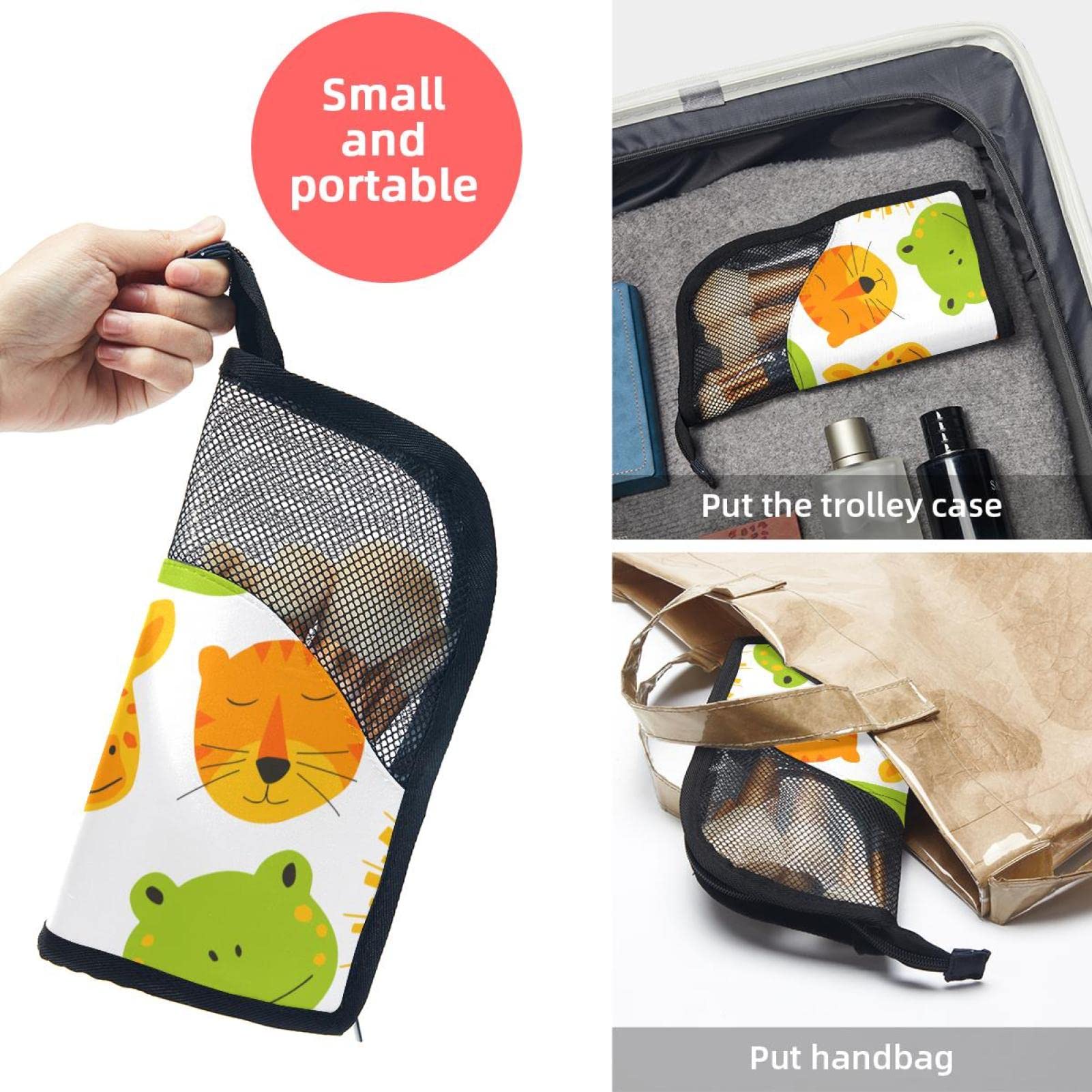 12-Piece Cartoon Animal Makeup Brush Organizer Bag - Tiger & Giraffe Design Portable Brush Holder Case | Perfect for Travel, Home Vanity & Professional Makeup Artists