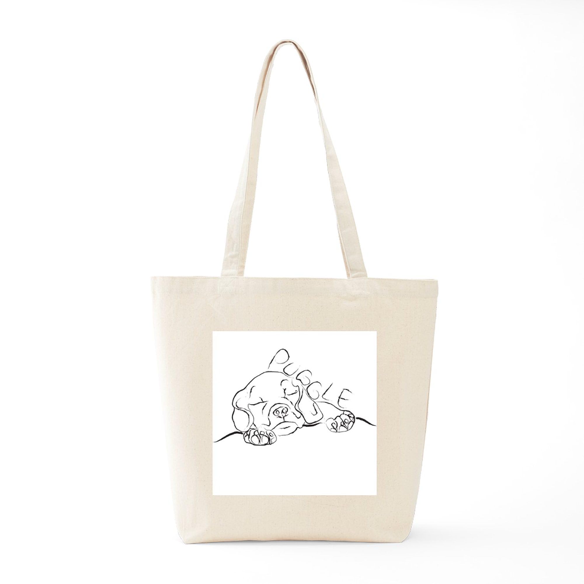 Puggle Art Tote Bag - Natural Canvas Reusable Shopping Bag for Groceries, Beach & Everyday Use | Eco-Friendly & Durable
