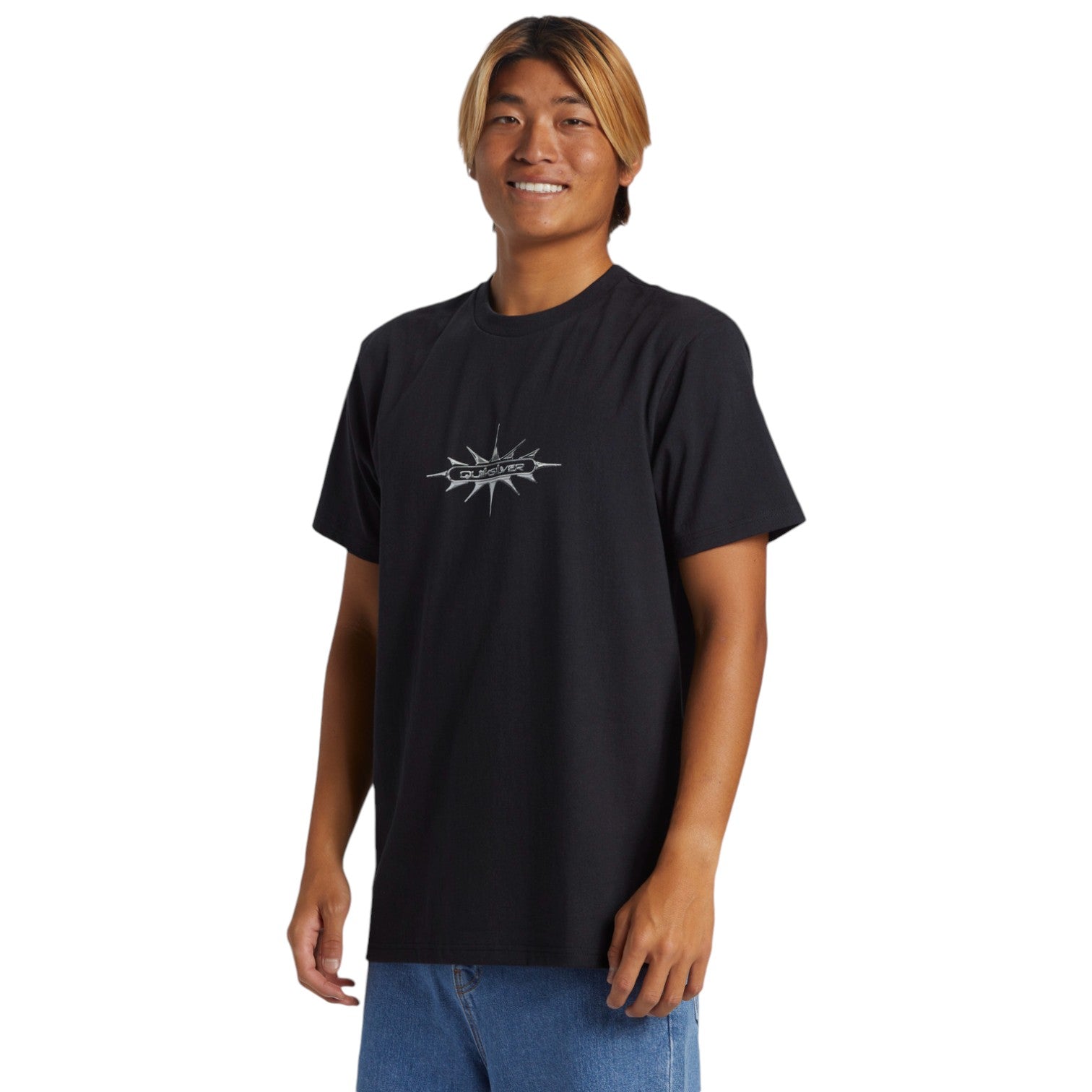 Quiksilver Thorn Badge STN Black T-Shirt for Men - Comfortable Cotton Tee for Surfing, Skateboarding & Casual Wear