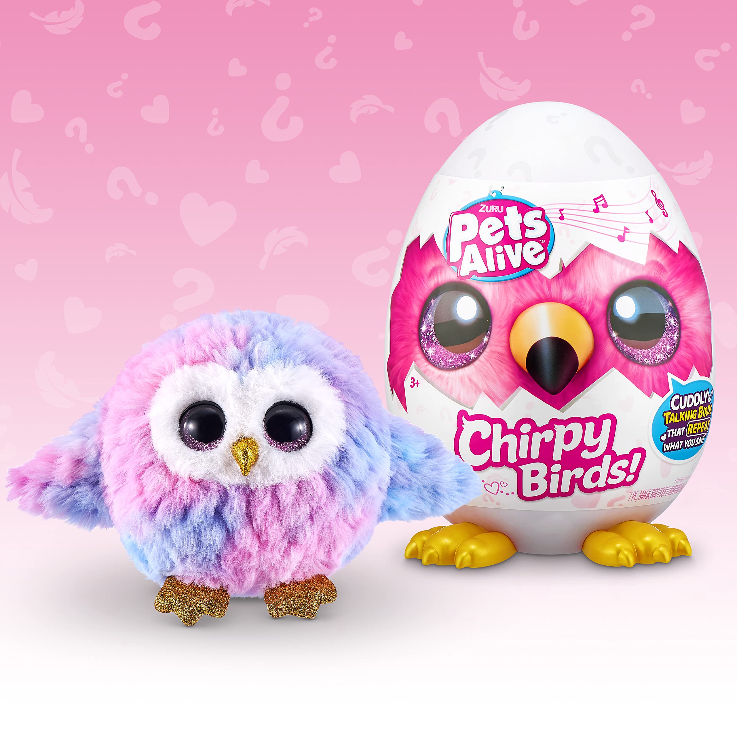 ZURU Pets Alive Chirpy Birds Electronic Talking Owl Toy - Interactive Fluffy Plush Animal with Surprise Egg, Stickers, Comb & Clay - Fun Gift for Girls & Kids | Perfect for Playtime, Birthday Parties & Collectibles