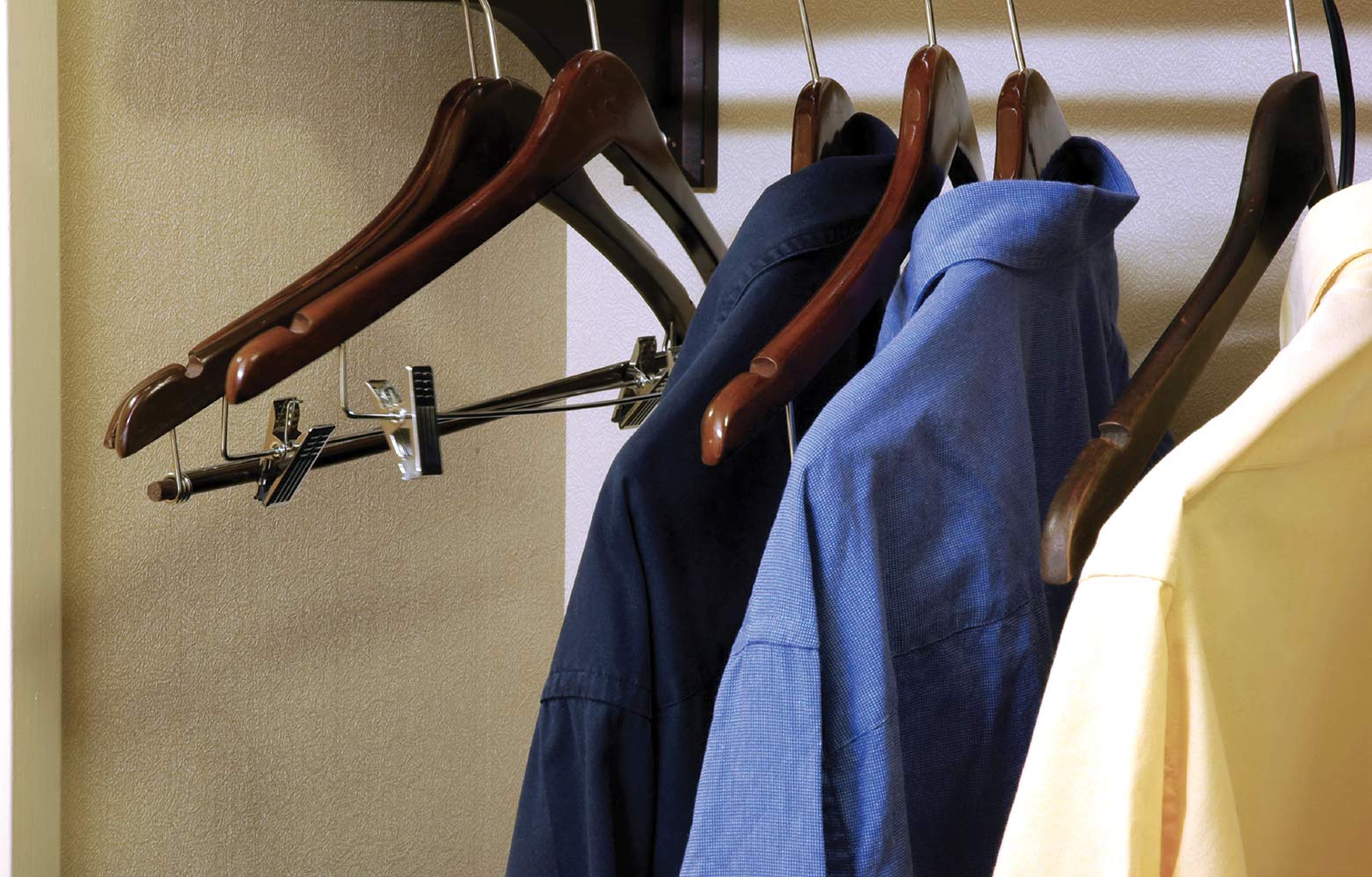 Premium Wooden Coat Hangers with Curved Top - Natural Walnut Finish & Chrome Hardware (Set of 100) - Ideal for Closet Organization, Retail Stores, and Luxury Garment Display