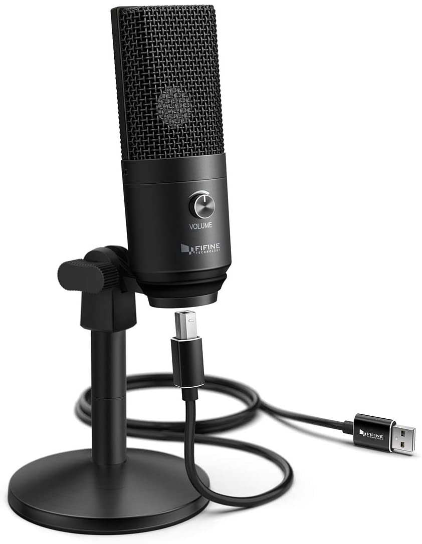 Fifine K670B USB Podcast Microphone with Headphone Monitoring & 3.5mm Jack - Professional USB Condenser Mic for Gaming, YouTube, Discord, Streaming & Voice Recording