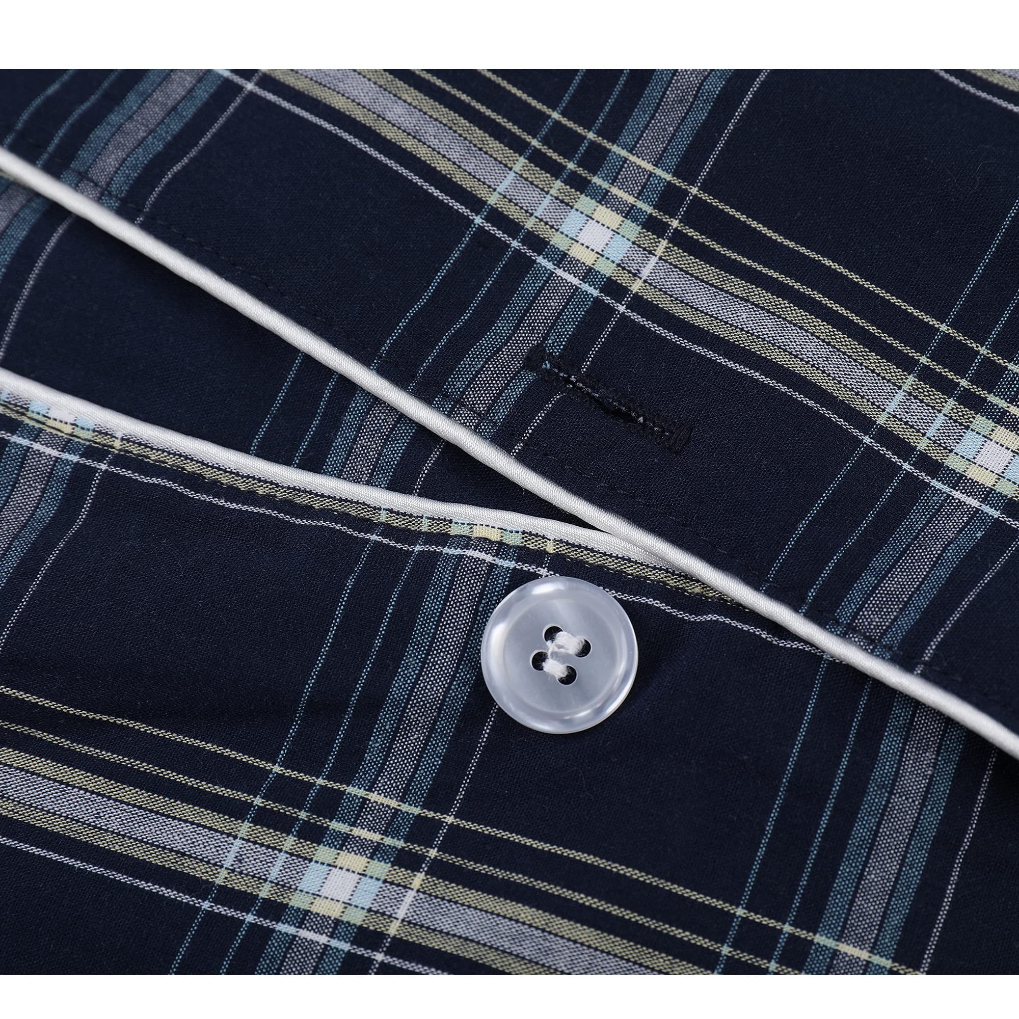 Vulcanodon Men's Cotton Pajama Set - Short Sleeve Button Down Sleepwear for Men | Lightweight & Breathable Summer Pajamas | Perfect for Lounging, Sleeping & Relaxing at Home