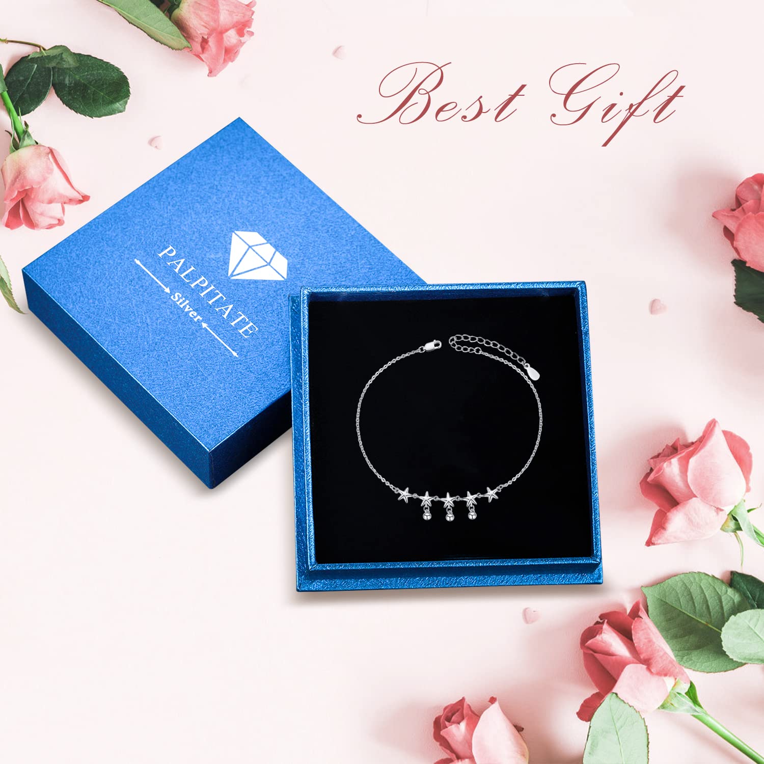 925 Sterling Silver Ankle Bracelet for Women - Elegant Layered Anklets with Star, Cross, Infinity & Butterfly Charms | Perfect for Beach, Summer Outfits & Boho Fashion Accessories