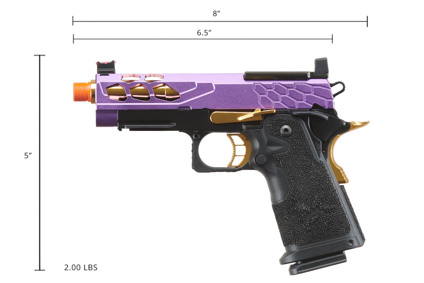 Lancer Tactical Airsoft Pistol STRYK Hi-Capa 5.1/4.3 Full Metal Gas Blowback GBB - 330 FPS - Realistic Training & Competitive Airsoft Matches