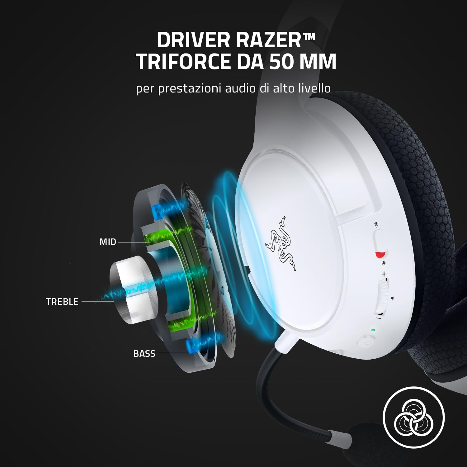 Razer Kaira Wireless Gaming Headset for Xbox Series X/S - 50mm TriForce Titanium Drivers, HyperClear Cardioid Mic, Xbox Wireless (Mercury White) - Perfect for Competitive Gaming & Immersive Play