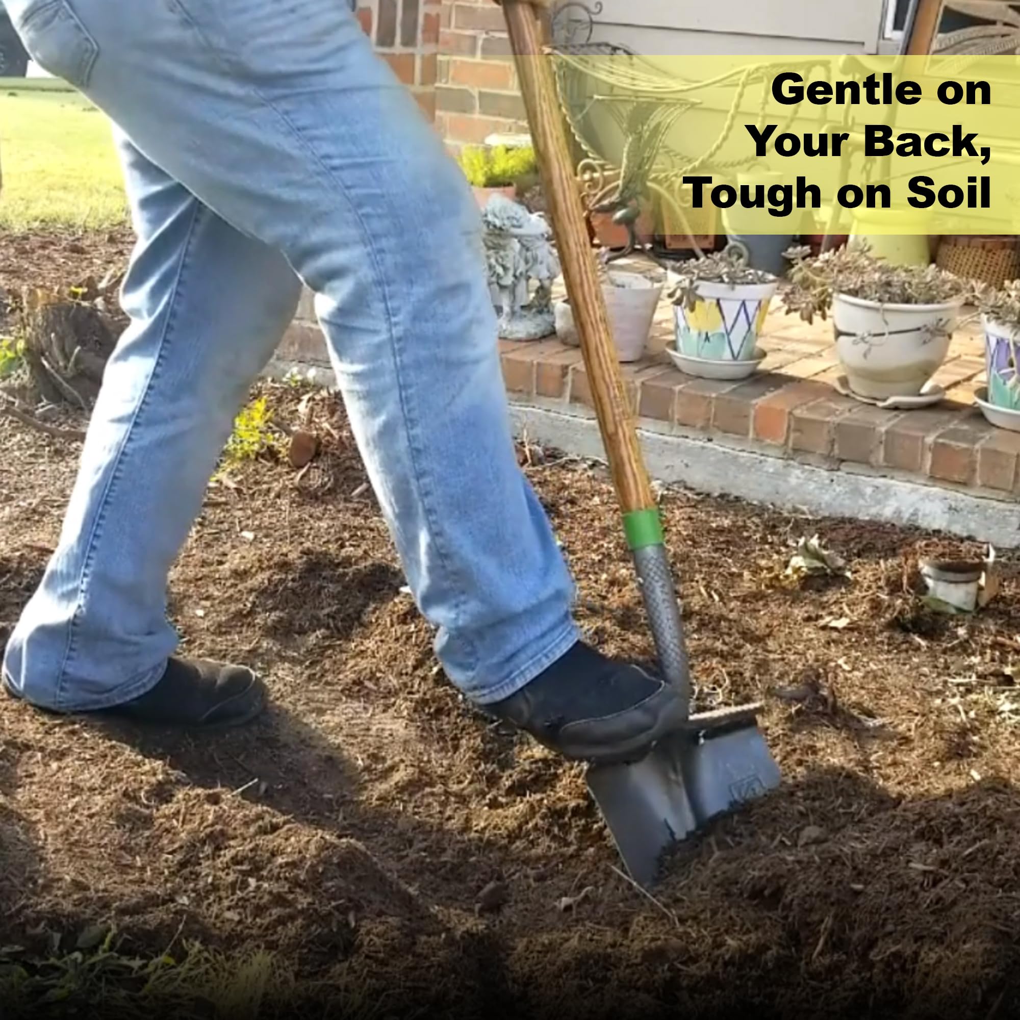 Heavy Duty Non-Skid Shovel Attachment Set of 2 - Black Ergonomic Grip for Easy Digging & Landscaping - Back-Saving Tool Accessories for Gardening, Snow Removal & Yard Work