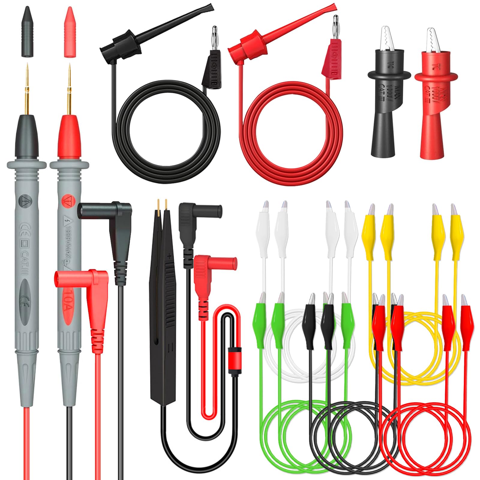 Professional Multimeter Test Leads Set with Alligator Clips - for Electric Circuits & DIY Experiments