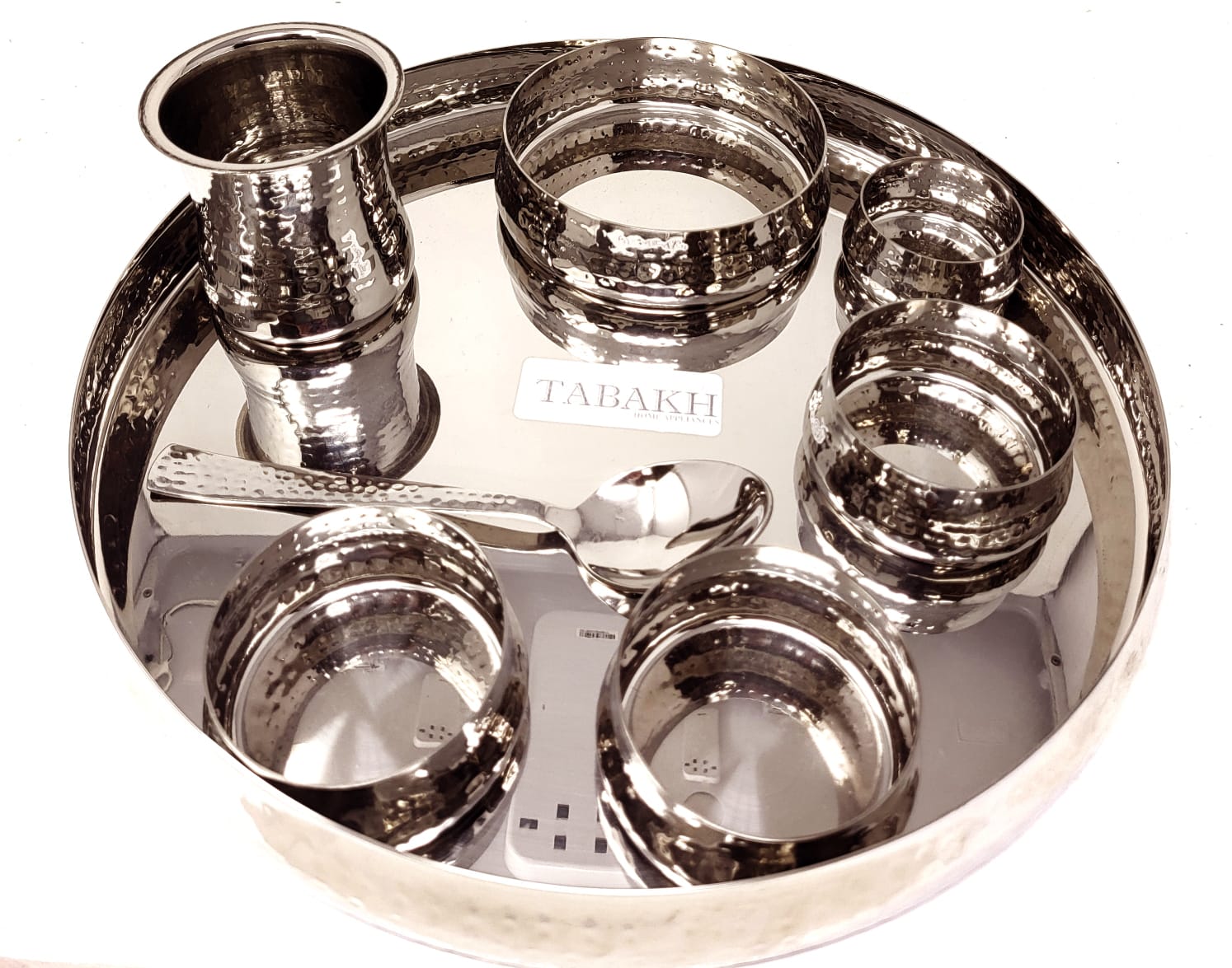 Premium 7-Piece Stainless Steel Plate Set by Tabakh - Durable & Elegant Dinnerware for Restaurants, Catering & Home Dining