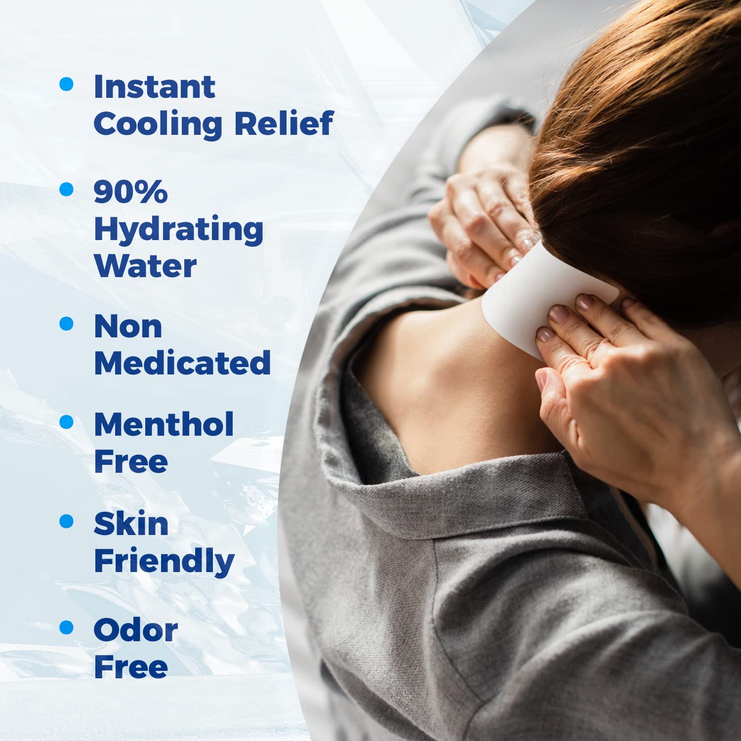 Migraine Relief Cooling Patches for Headaches, Fever & Hormonal Pain - Mess-Free Hydrogel Therapy, Made in USA (4 Patches) - Perfect for Work, Travel & Home Use