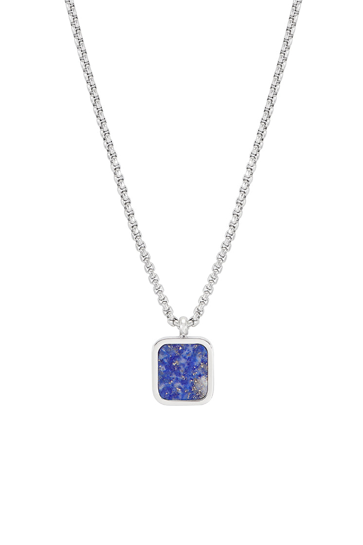 Men's Square Gemstone Pendant Necklace - Sterling Silver or Gold Plated Gemstone Jewelry for Men - Perfect for Gifts, Weddings, and Formal Occasions