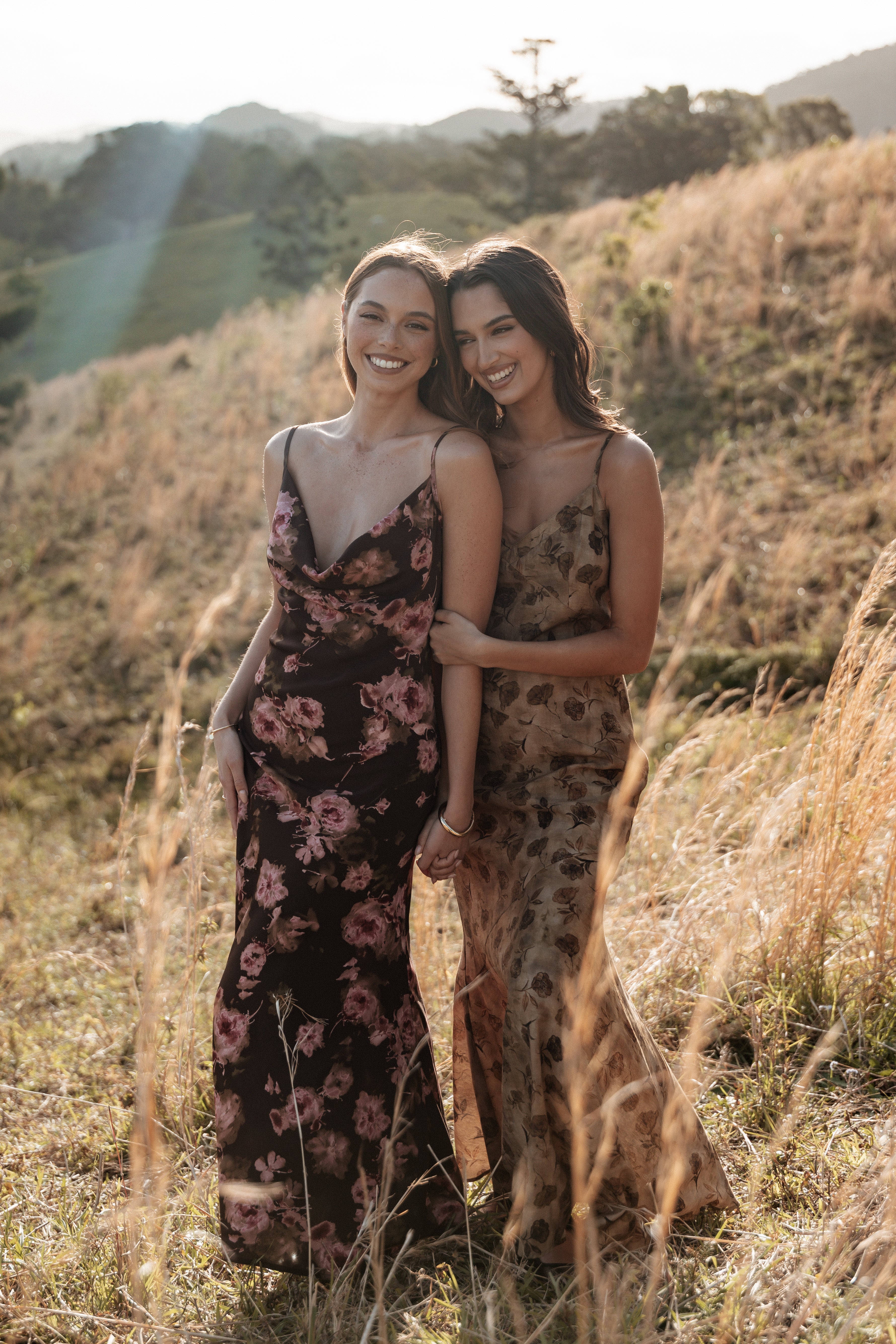 Fia Midi Dress - Floral Print Summer Dress in Tan | Boho Chic Style for Beach, Vacation & Casual Outings