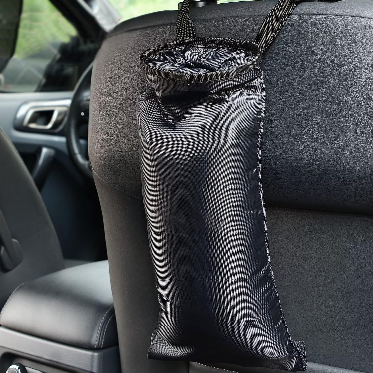 IPELY Universal Car Trash Can - Black Back Seat Headrest Garbage Bag for Vehicles - Perfect for Road Trips, Travel & Daily Commute
