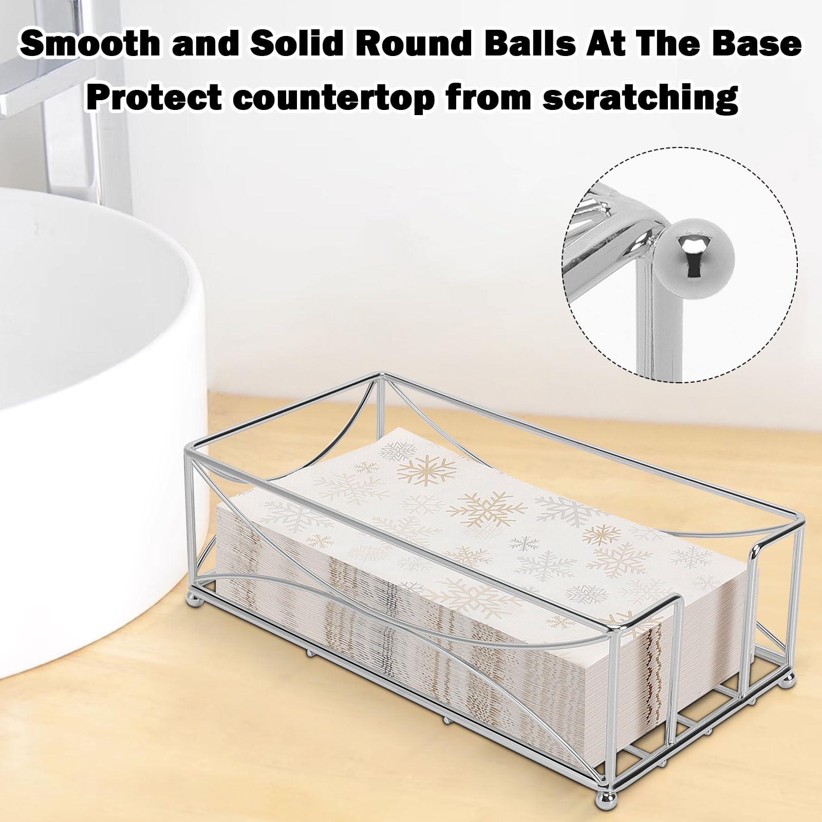 Livabber Chrome Metal Napkin Holder - Modern Bathroom & Kitchen Paper Towel Storage Tray for Countertop, Table, Dining Room - Perfect for Guest Bathrooms, Kitchens & Restaurants