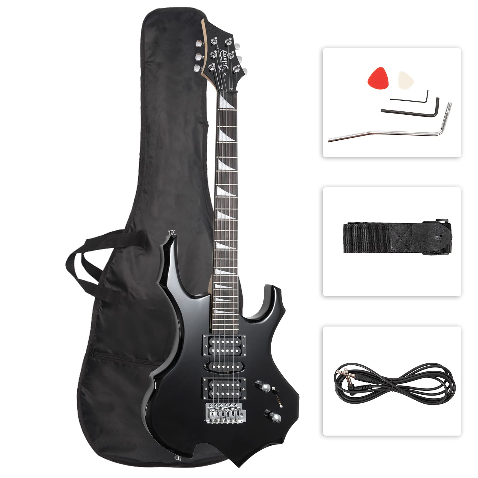 Glarry Cool Burning Fire Style Electric Guitar for Beginners - Full Accessories Pack Included (Black) | Perfect Christmas Gift for Guitar Lovers - Ideal for Practice, Performances & Home Studio Recording