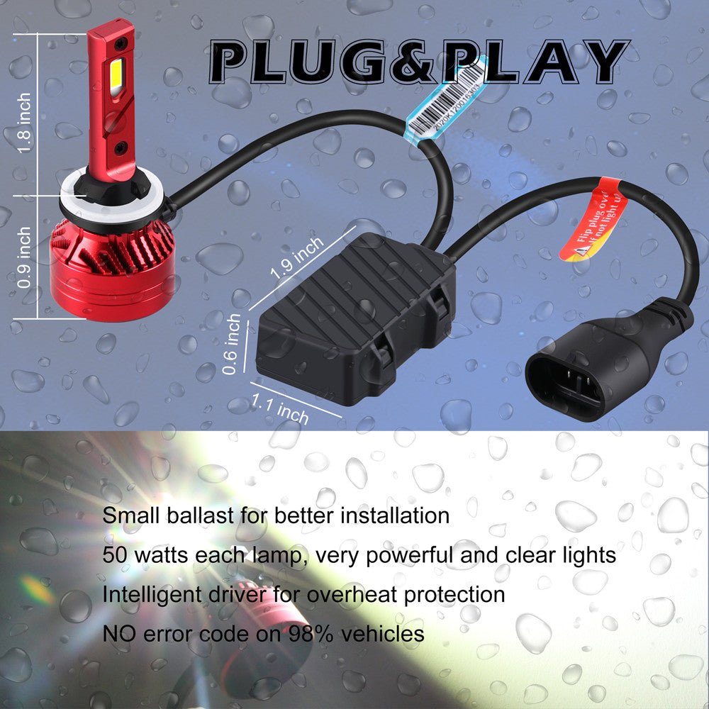 PGJ13 Base 896 881 LED Fog Light Bulbs - 6000K Bright White for Forward Lighting - Perfect for Trucks, SUVs & Off-Road Vehicles in Foggy or Low Visibility Conditions