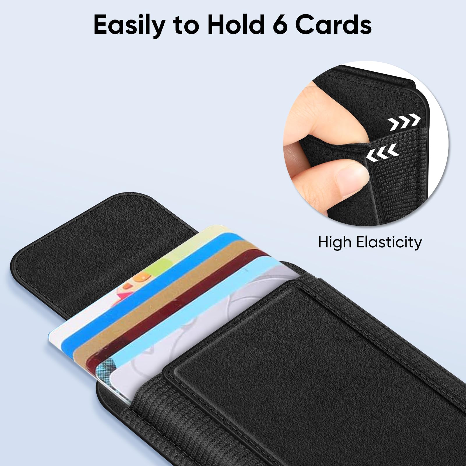 FINPAC MagSafe Wallet for iPhone 16/15/14/13/12 Series - Slim RFID Blocking Leather Card Holder with Strong Magnets (6 Cards) - Perfect for Everyday Use, Travel & Contactless Payments (Black)