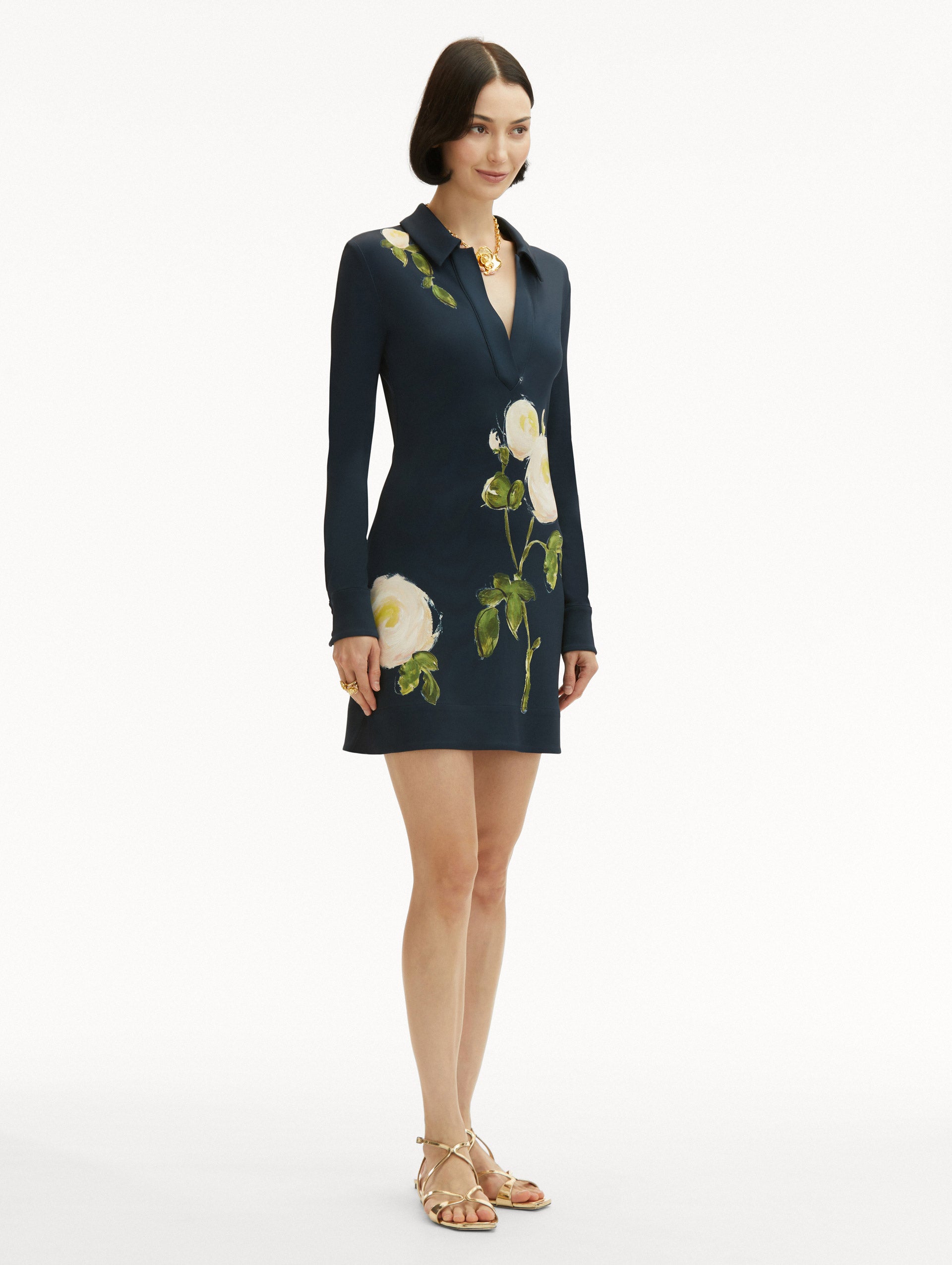 Painted Roses Jersey Mini Dress - Floral Print Summer Dress for Women | Perfect for Beach Vacations, Parties & Date Nights