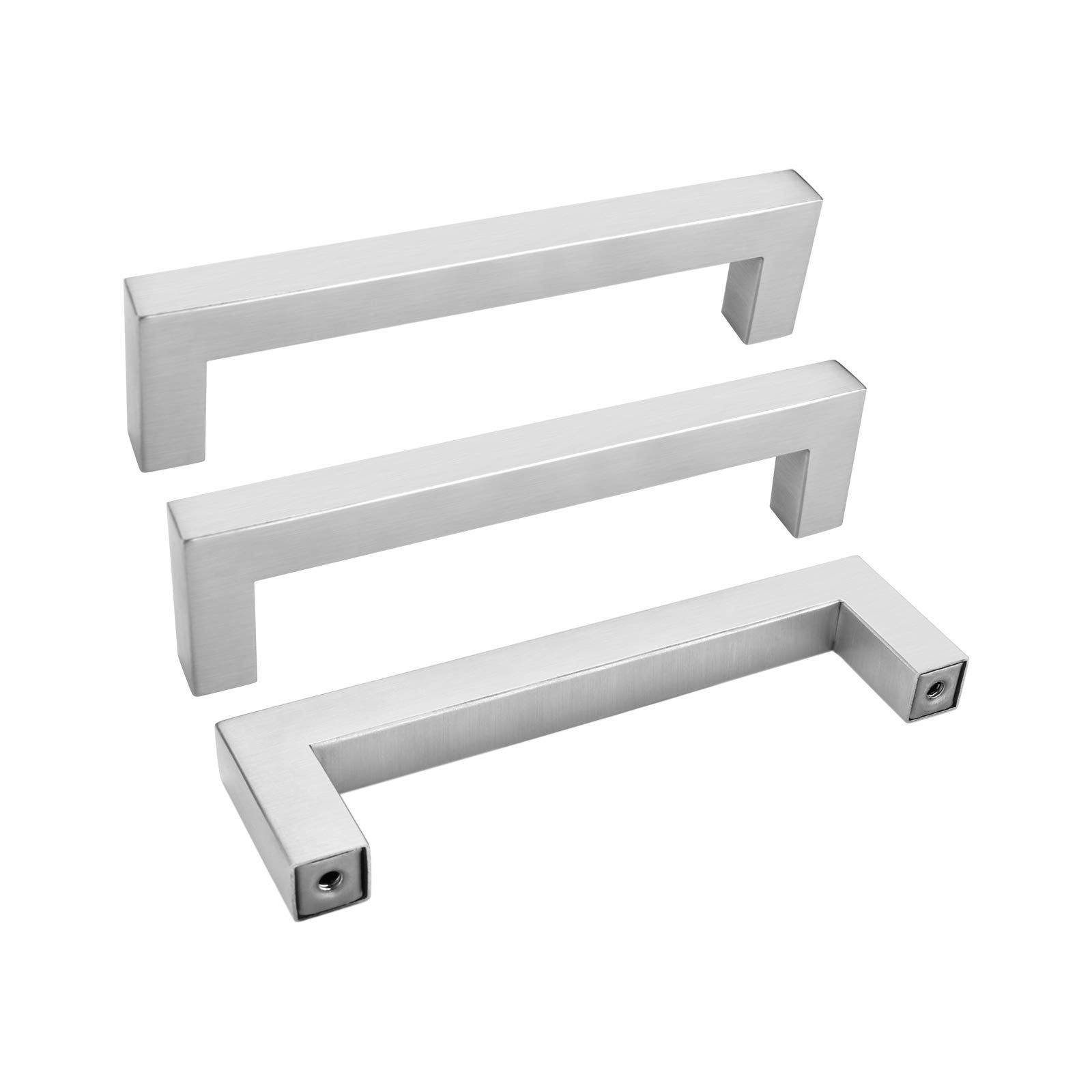 25 Pack Brushed Nickel Cabinet Handles - Square Drawer Pulls for Kitchen & Bathroom Cabinets (115mm Hole Spacing) | Durable Hardware for Modern Home Renovation & Furniture Upgrade