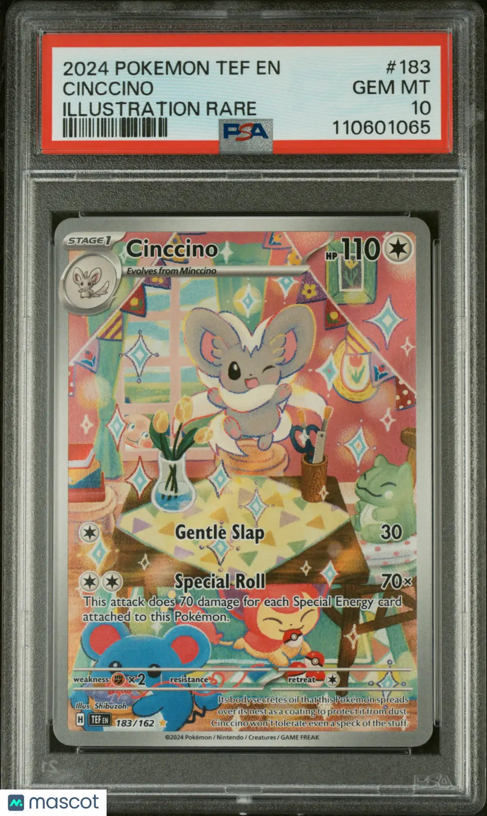 2024 Pokemon Temporal Forces Cinccino Illustration Rare PSA 10 183/162 - Mint Condition Collectible Card for Trading & Gaming Enthusiasts - Perfect for Tournaments, Display Cases & Investment Collections