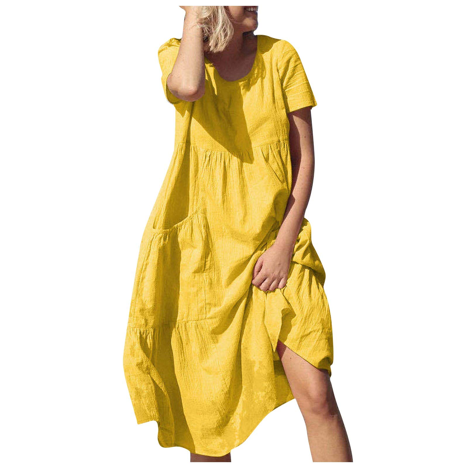 Women's Summer Casual Short Sleeve Loose Dress - Knee Length Beach Dating Outfit for Women | Perfect for Vacation, Party & Everyday Wear