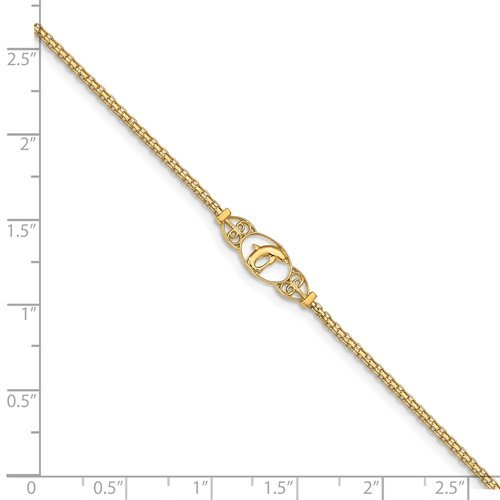 14K Yellow Gold Polished Dolphin Anklet - Elegant Beach Jewelry for Women, Perfect for Summer Vacations & Gifts