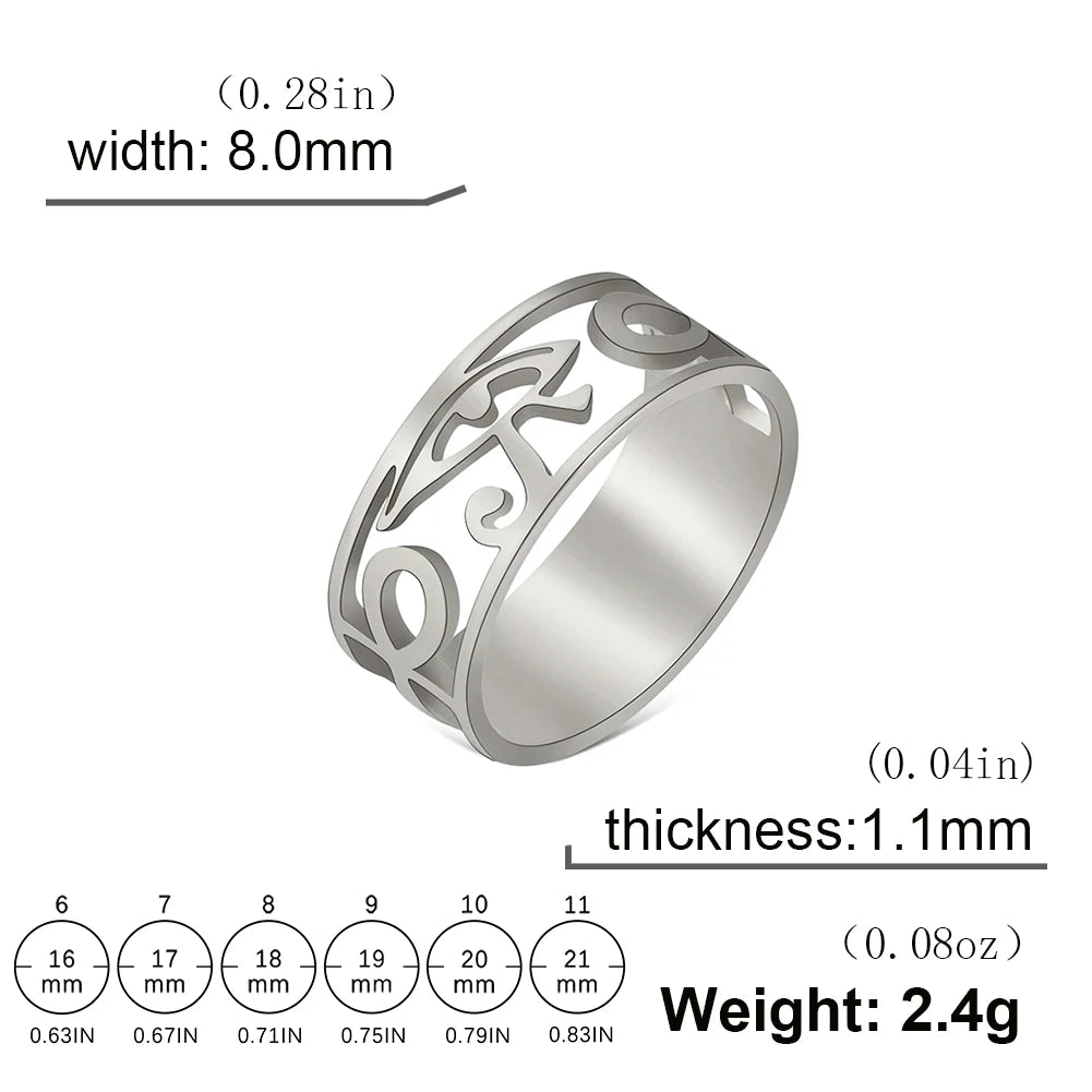 Eye of Horus Ring - Ancient Egyptian Symbol Jewelry for Protection & Power - Perfect for Spiritual Gifts, Meditation, and Boho Fashion Accessories