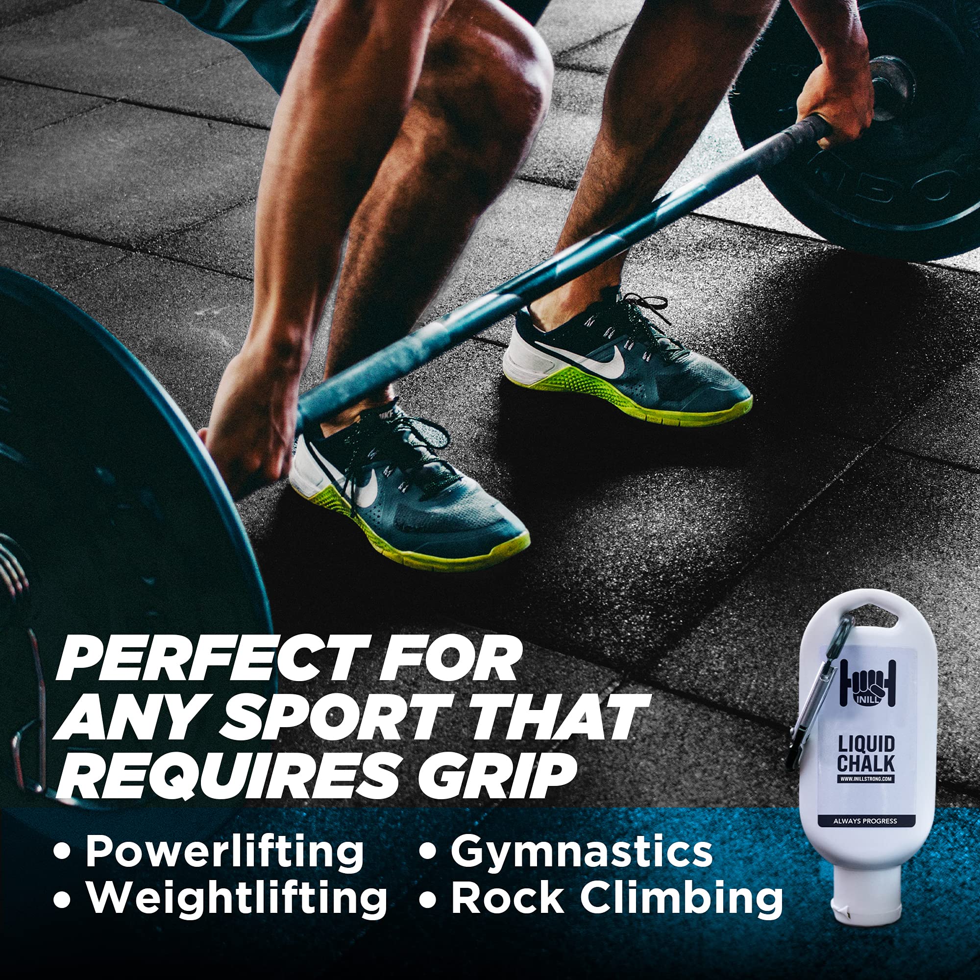 Inill - Premium Liquid Chalk for Weightlifting, Powerlifting & Rock Climbing | Non-Toxic, Non-Staining Gym Chalk for Workouts & Strength Training | 50ml Bottle | Perfect for Grip Enhancement in CrossFit, Deadlifts & Bouldering