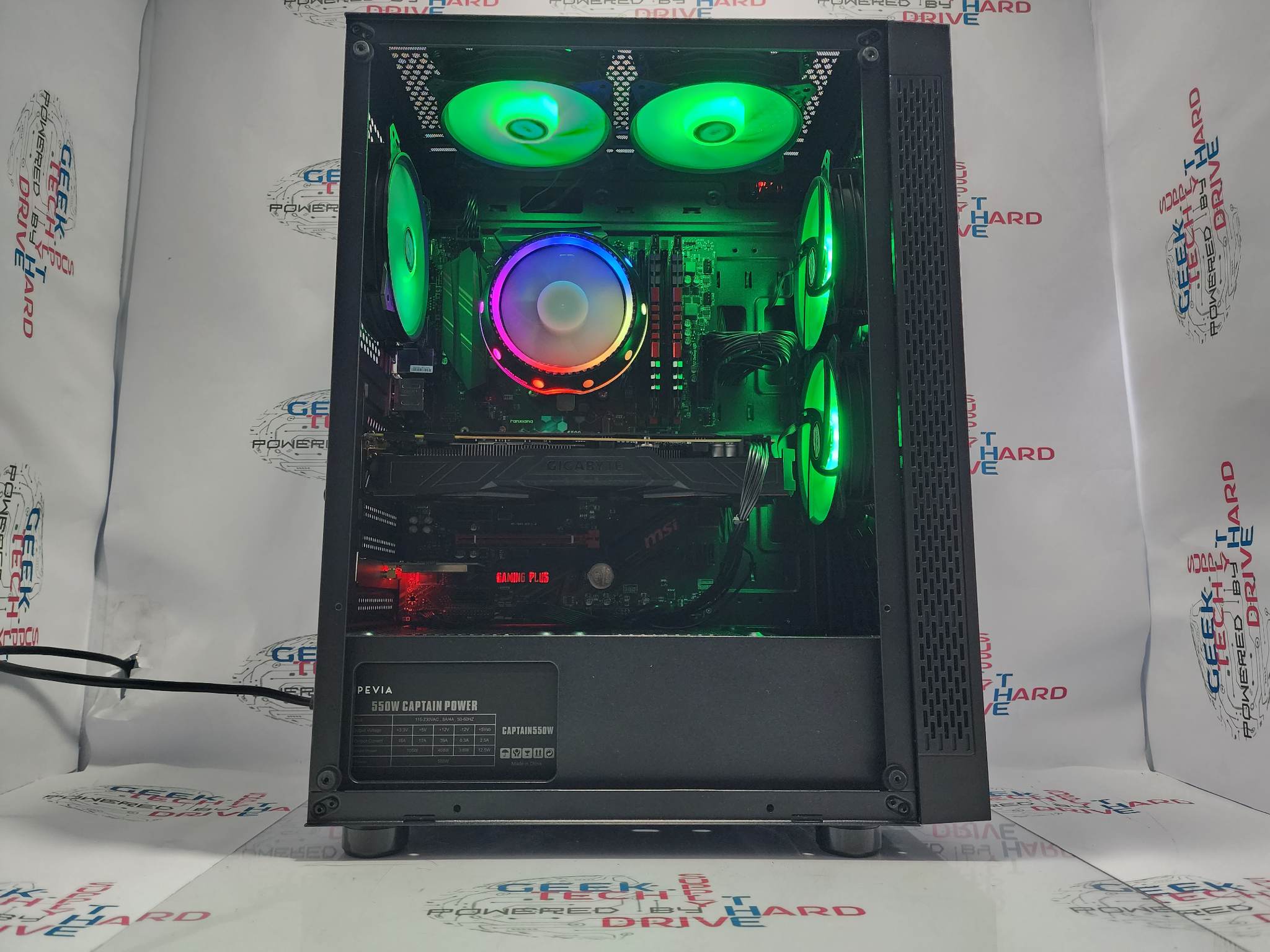 Optillusion Gaming PC - AMD Ryzen 5 6-Core Processor, NVIDIA GTX 1080, 16GB DDR4 RAM, 1TB NVMe SSD, WiFi, RGB Lighting - Windows 11 Desktop Computer for Gaming, Streaming & Content Creation