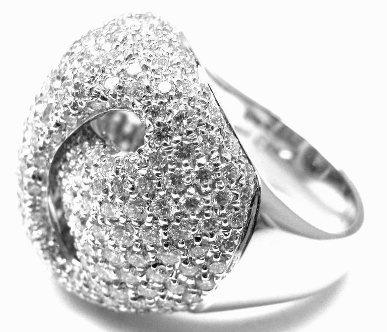18K White Gold Damiani Diamond Ring - 3.21ctw Large Size 7 - Perfect for Engagement, Wedding & Anniversary Gifts