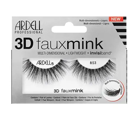 Ardell 3D Faux Mink Strip Lashes #853 - Natural Looking False Eyelashes for Everyday Wear & Special Occasions