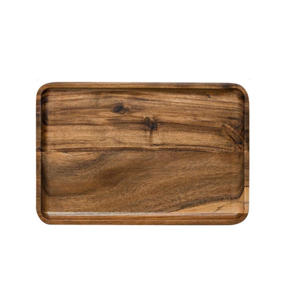 Premium Acacia Wood Serving Tray - Large Rectangle Breakfast Tray with Grooved Handle for Sushi, Snacks, Bread, Desserts & Cakes | Perfect for Brunch, Tea Parties, Picnics & Home Decor