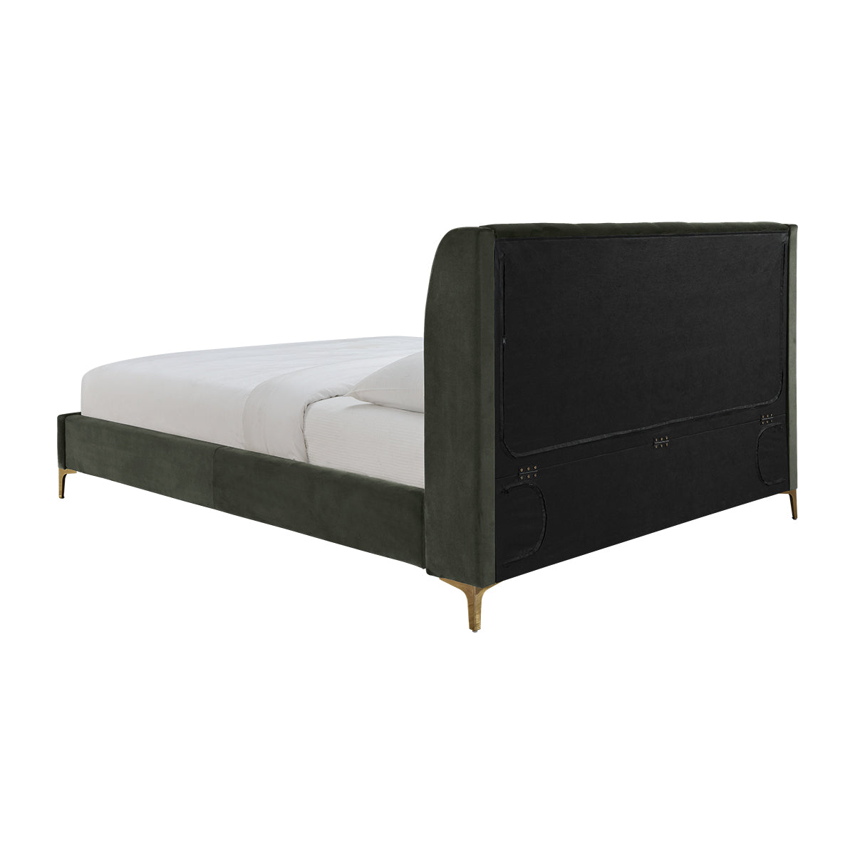Georgia Velvet Queen Bed - Luxurious Soft Velvet Upholstered Queen Size Bed Frame with Sturdy Wooden Legs | Perfect for Master Bedroom, Guest Room, or Apartment Decor