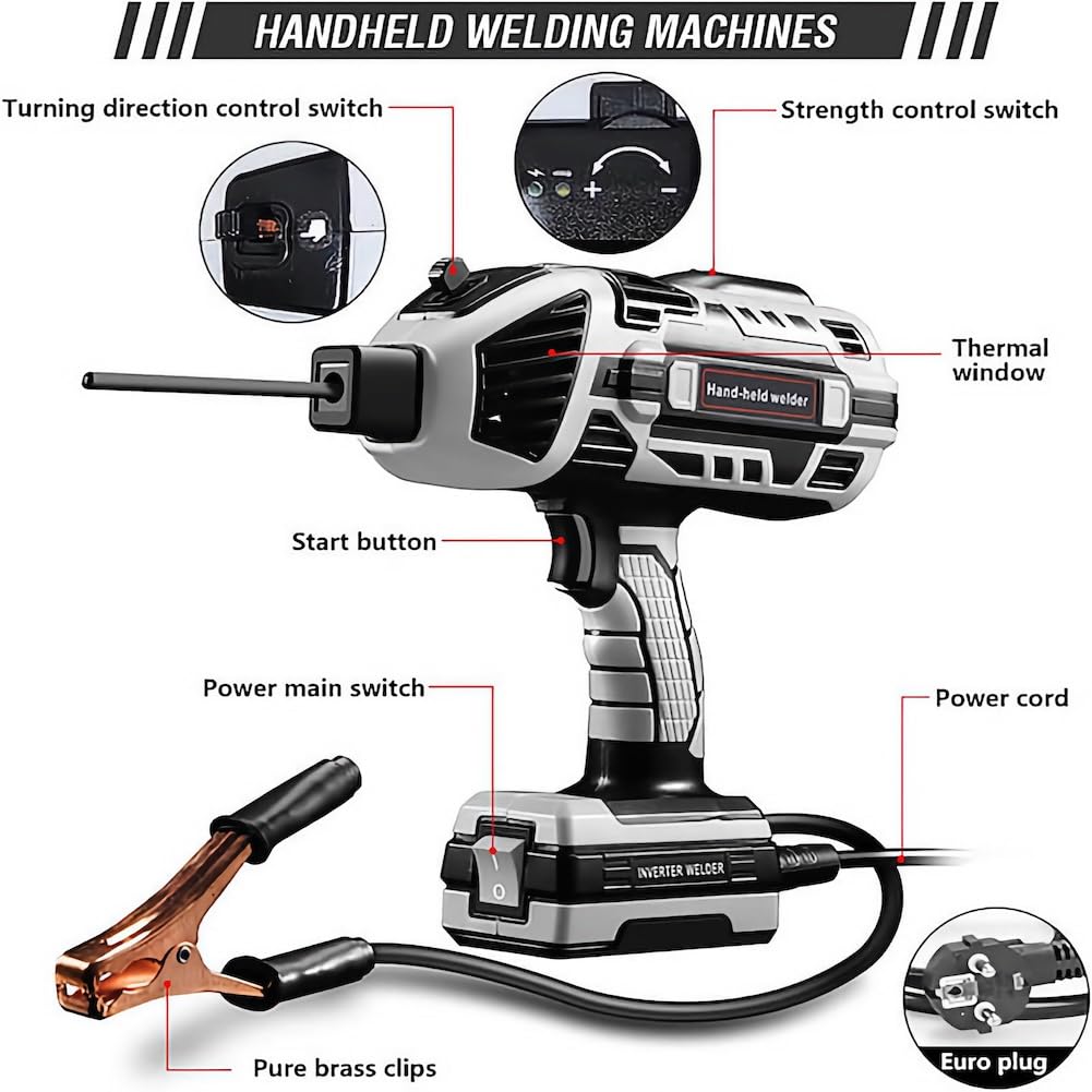 Portable Welding Machine 20-120A with 6 Adjustable Gears, Handheld Welder Gun for 1/16
