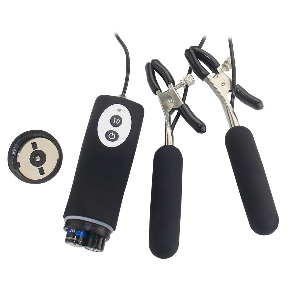 10 Function Vibrating Nipple Clamp Stimulators - Adjustable Pleasure Clamps for Couples & BDSM Play - Perfect for Sensual Massage, Foreplay & Adult Intimacy