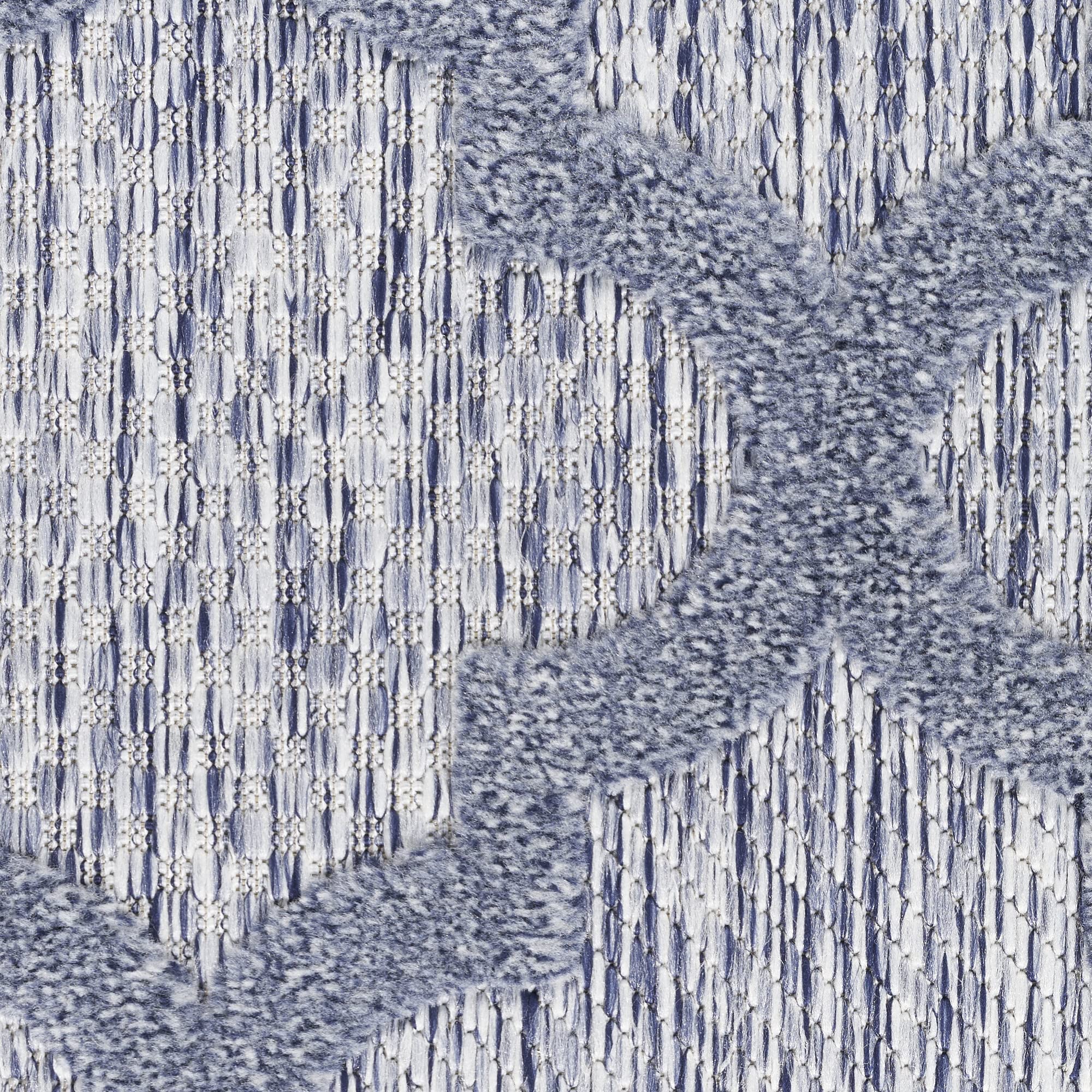 Nourison Easy Care Moroccan Denim Blue 7' x 10' Area Rug - Trellis Pattern, Stain Resistant & Non-Shedding for Easy Cleaning | Perfect for Bedroom, Living Room, Dining Room, Backyard, Deck & Patio Decor (7x10)