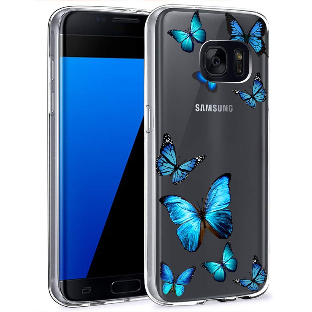 Samsung Galaxy S7 Edge Case - Butterfly Design Clear Slim Shockproof TPU Protective Cover | Flexible Soft Phone Case for Samsung S7 Edge | Perfect for Daily Use, Travel & Outdoor Activities