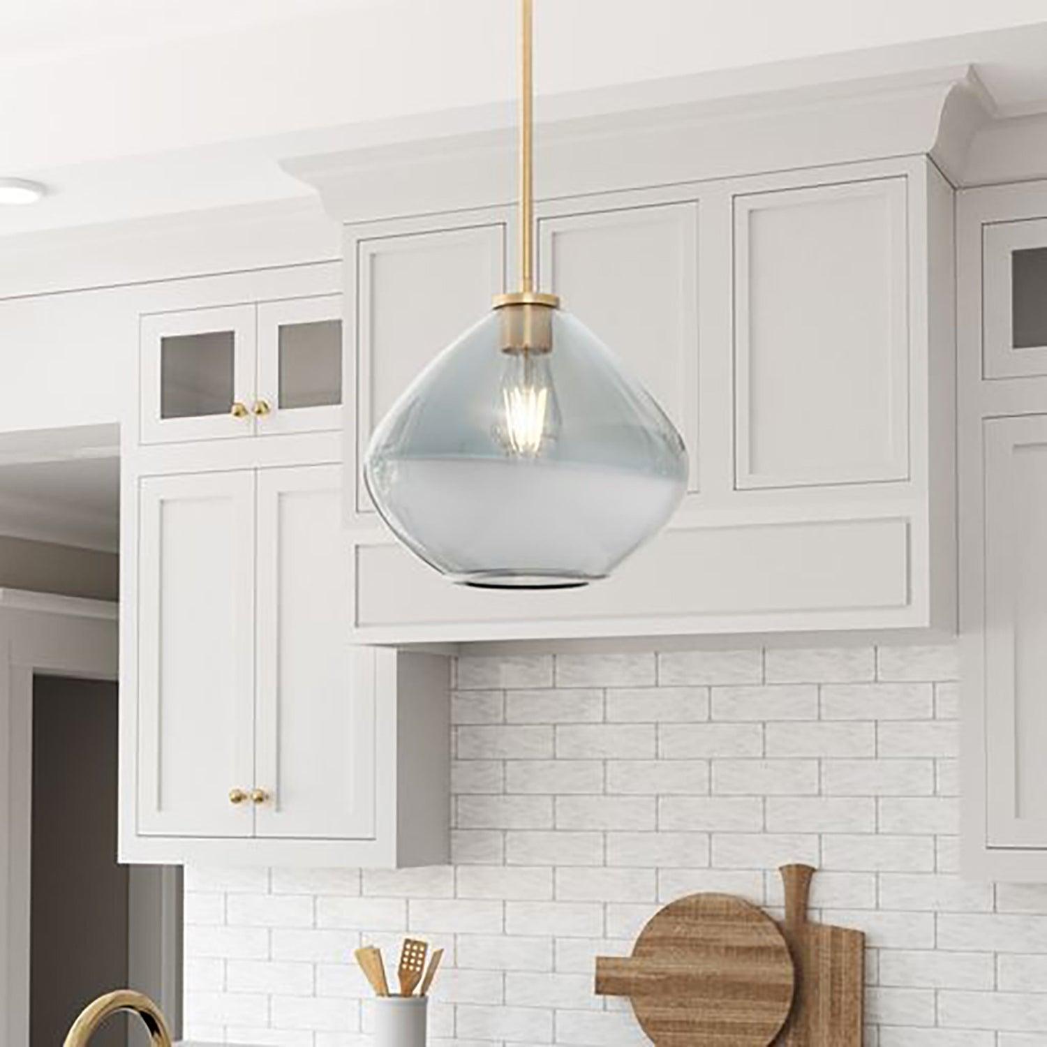 Phoebe 1-Light Modern Handblown Glass Pendant Light Fixture - Perfect for Kitchen Island, Dining Room, or Bedroom Lighting