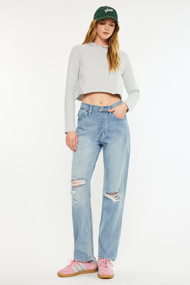 Jinx Ultra High Rise 90's Boyfriend Jeans for Women - Vintage Distressed Denim Pants - Perfect for Casual Outfits & Streetwear Fashion