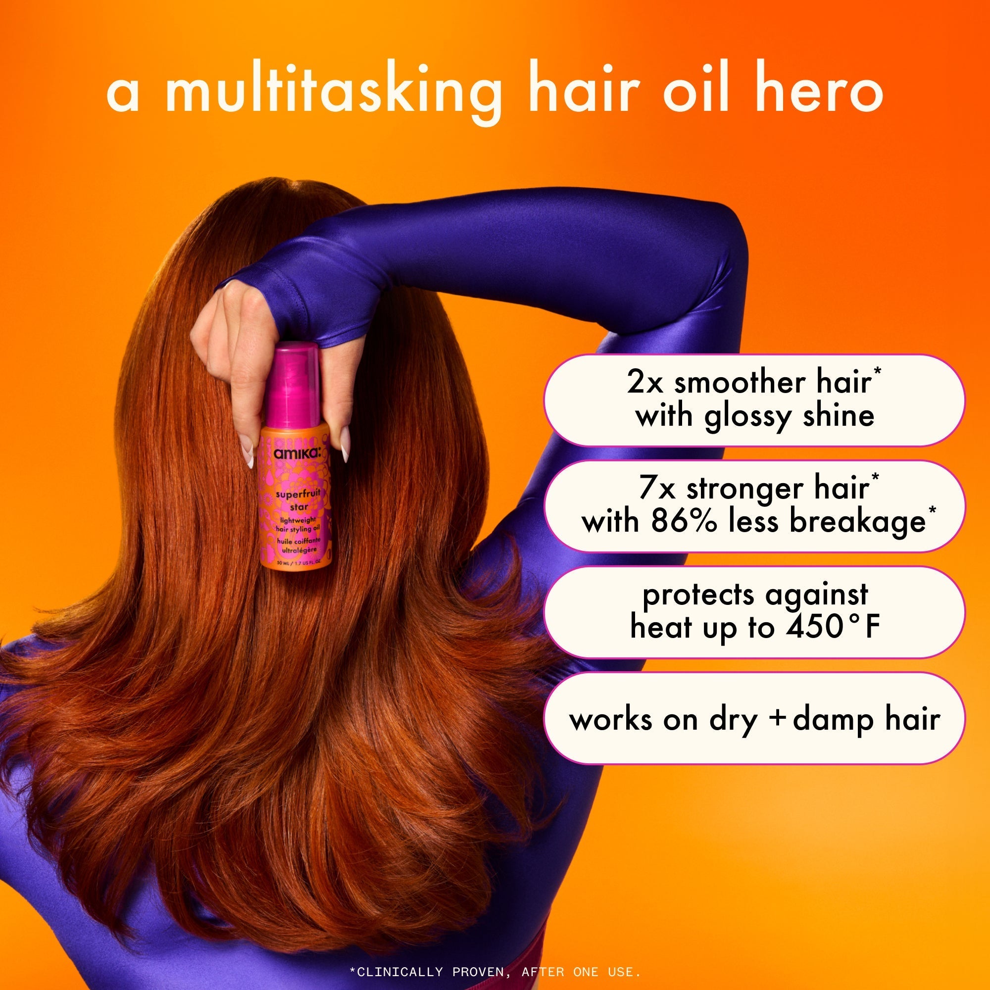 Amika Superfruit Star Lightweight Hair Oil 1.7 oz - Nourishing & Shine Enhancing Treatment for All Hair Types - Perfect for Daily Use & Heat Styling Protection