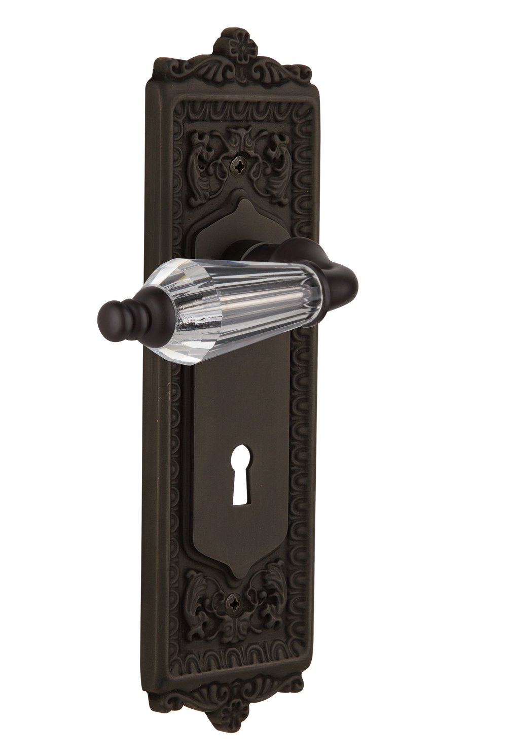 Nostalgic Warehouse Egg & Dart Plate Keyhole Parlor Lever - Single Dummy in Oil-Rubbed Bronze - Vintage Door Hardware for Classic Home Interiors