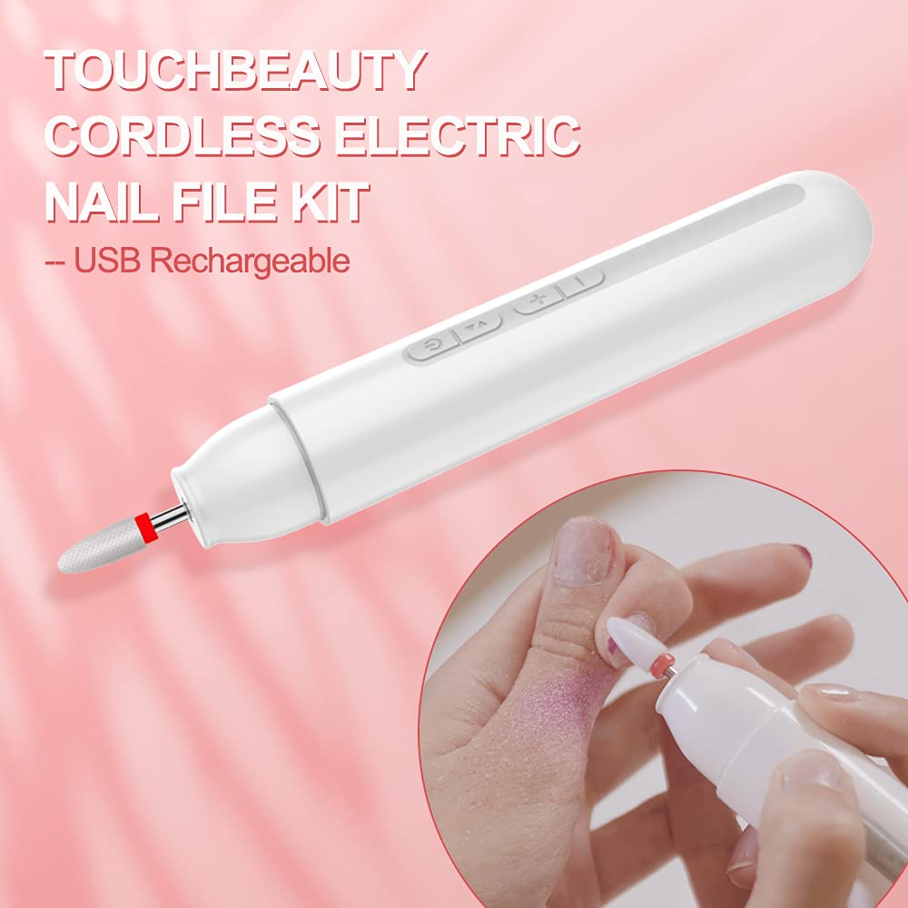 TOUCHBeauty Cordless Nail Drill Kit - Professional Rechargeable Electric Nail File for Manicure & Pedicure | Perfect for Home Salon, Nail Art & DIY Nail Care