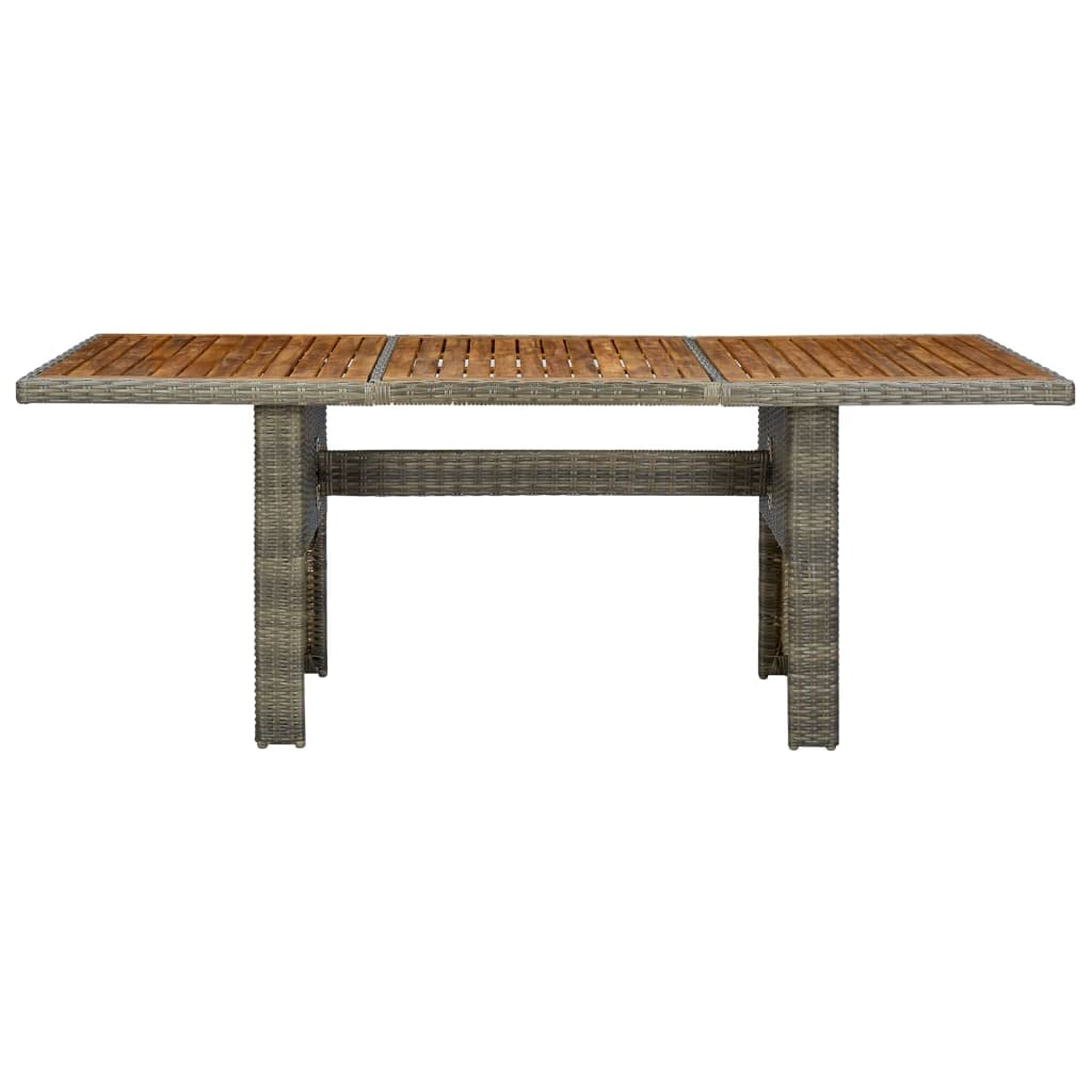Outdoor Patio Table - Brown Poly Rattan & Solid Acacia Wood Garden Table for Deck, Lawn, Backyard, Terrace | Perfect for Dining, Entertaining & Relaxing Outdoors