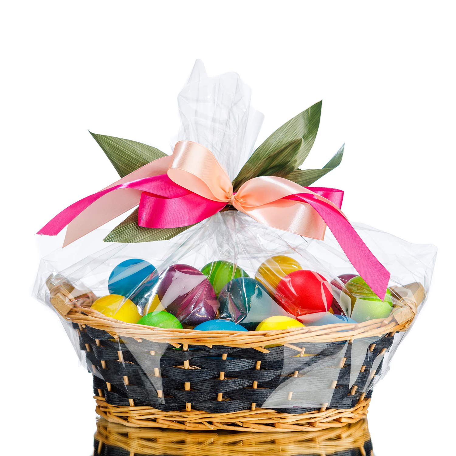 Morepack Easter Large Cellophane Bags - 26x32 Inch Clear Gift Basket Bags (10 Pack) | Premium Cellophane Wrap for Easter Baskets, Party Favors & Holiday Gift Wrapping
