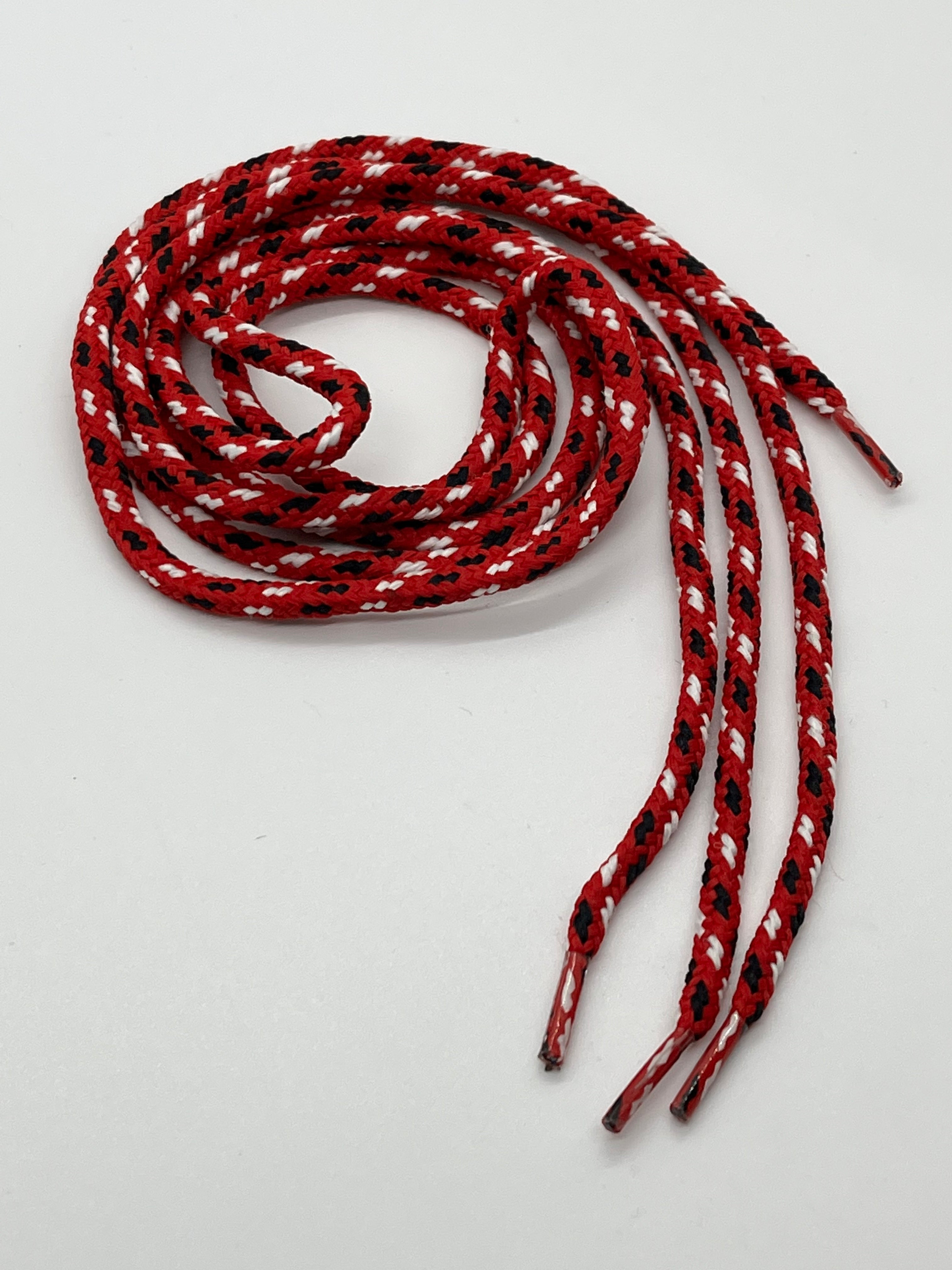 Vibrant Round Multi-Color Shoelaces - Red, Black & White Laces for Sneakers, Boots & Casual Shoes | Perfect for Fashion, Sports & Everyday Wear