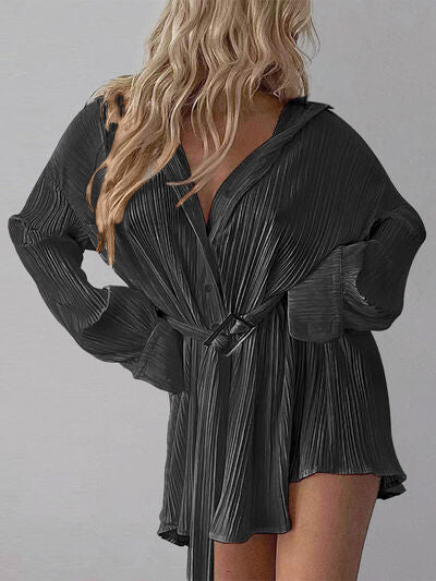Resort Shirt Mini Dress - Women's Flowy Short Sleeve Summer Beach Cover Up Dress for Vacation, Pool Party & Tropical Getaways